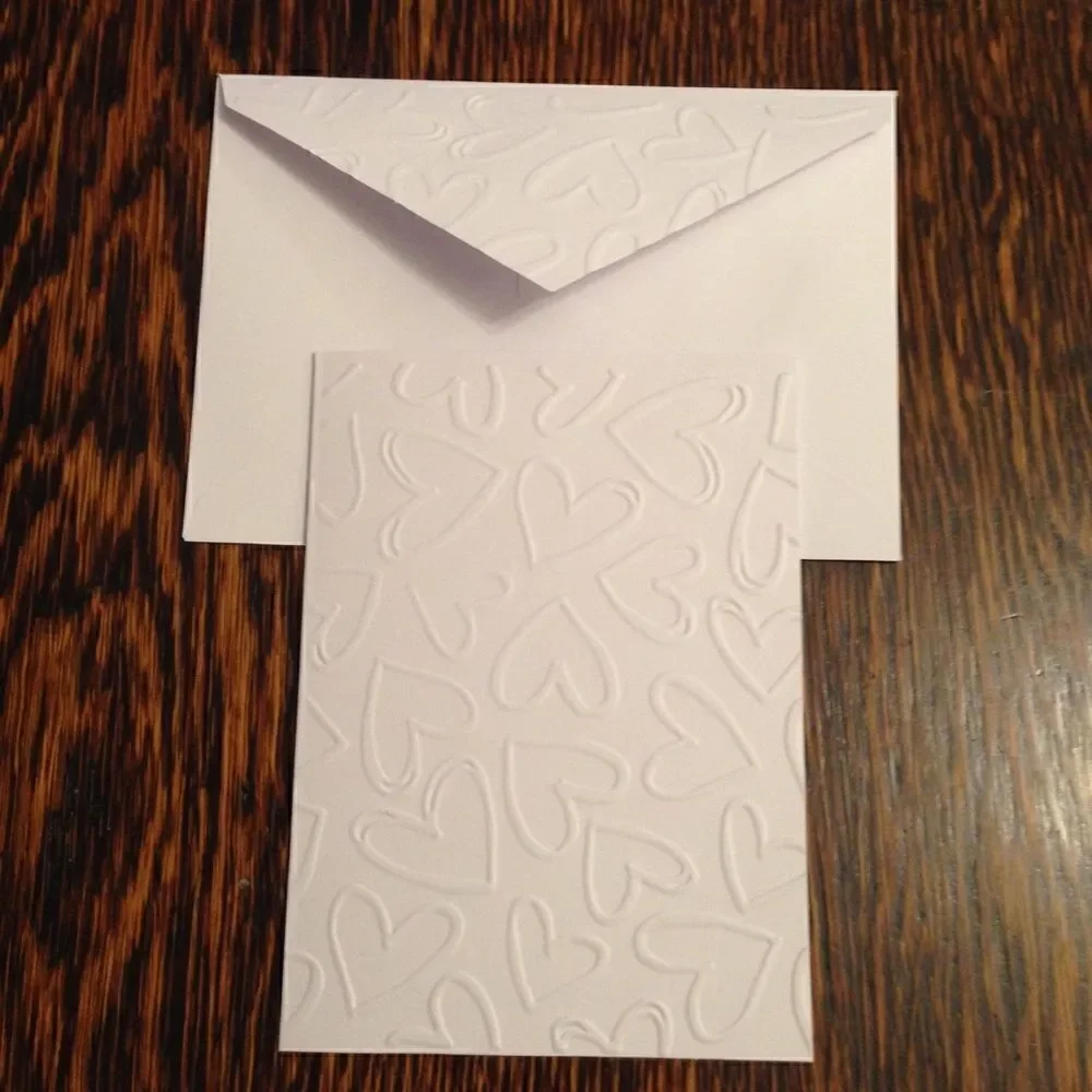 4 Hand made embossed blank love theme cards‎
